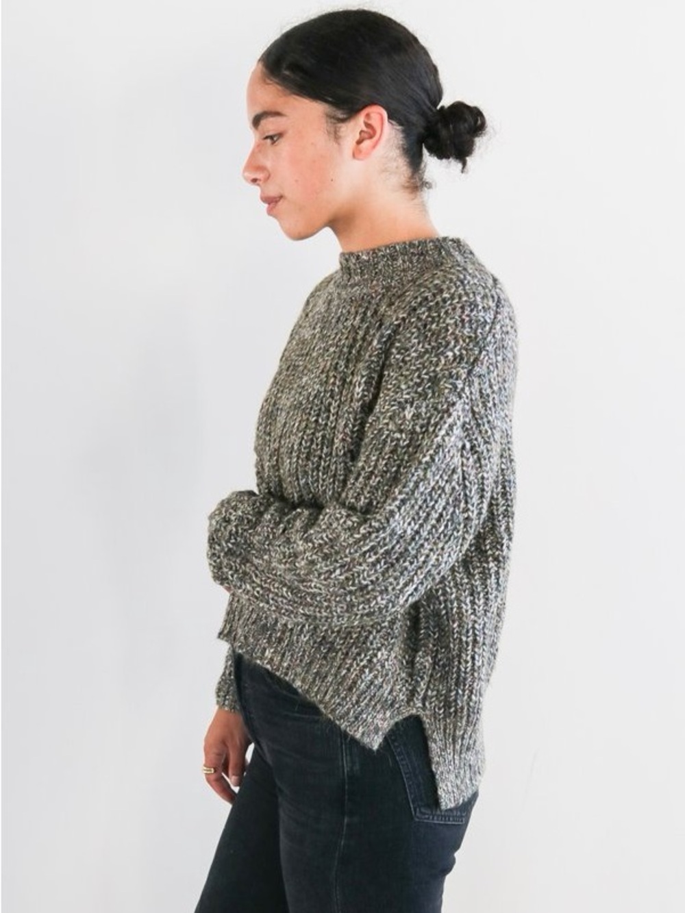 Line the Label Constance Chunky Knit Sweater Earth Tone Oversized Small